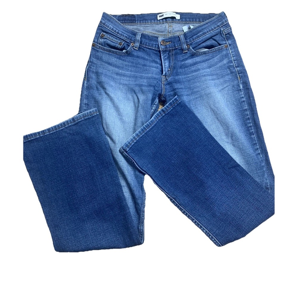 Womens 5 Levi's 524 Super Low Flare Blue Jeans Medium Wash Y2K preppy